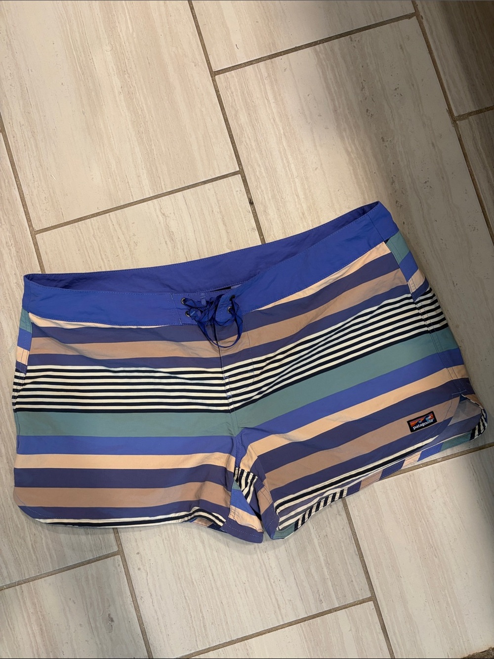 Patagonia Striped Board Shorts in Blue, Teal & Peach